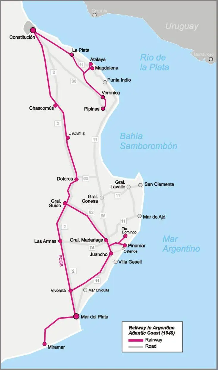 Map: Mapa Ffcc Costa Atlantica 1949