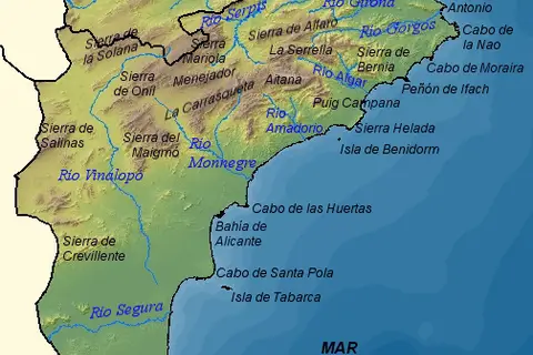 Map: Mapa Fsico de la Provincia de Alicante Espaa