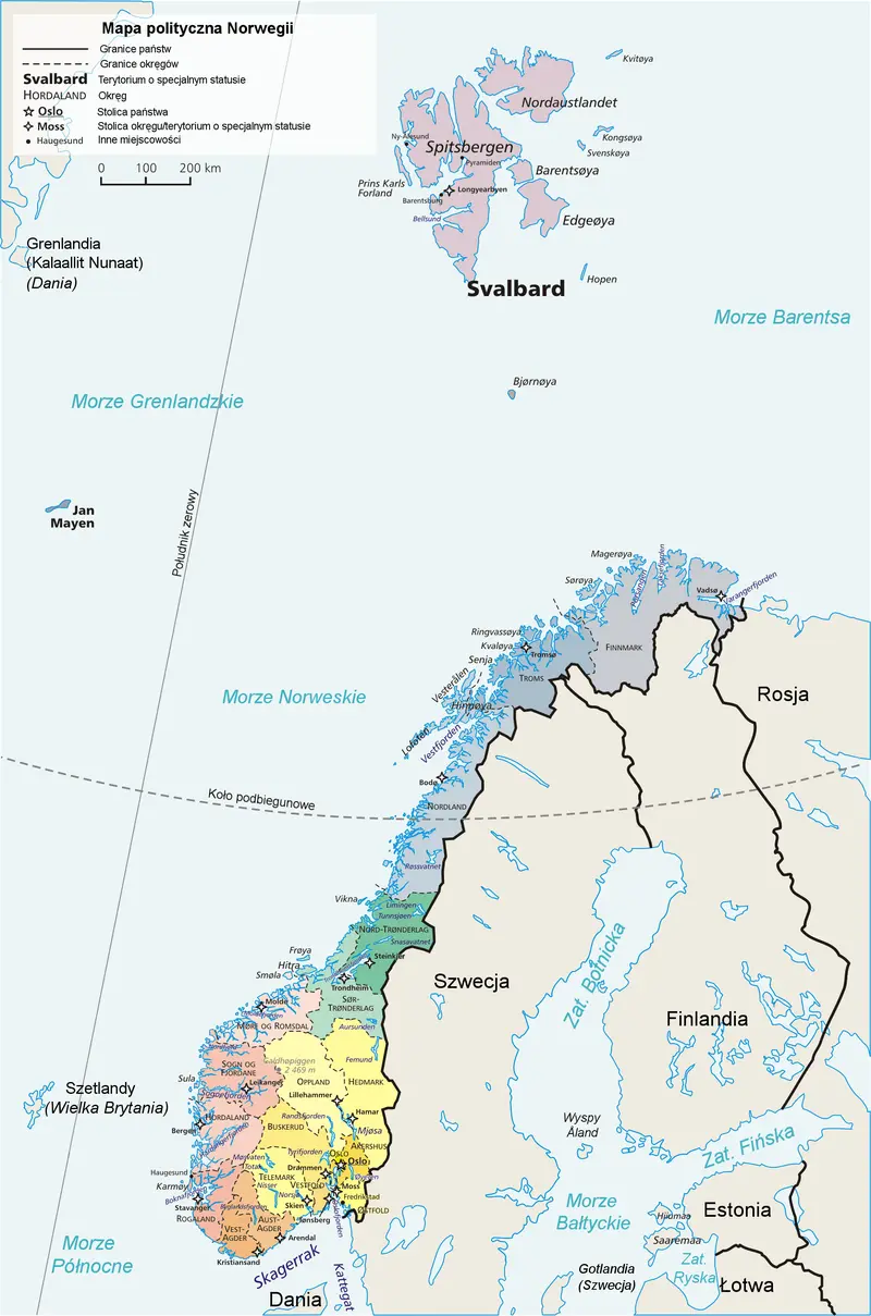 Map: Mapa Polityczna Norwegii Pl