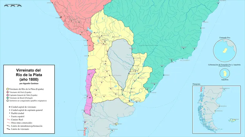 Map: Mapa Virreinato del Ro de la Plata Ao 1800 Por Agustn Antonio Cabrera Cardozo