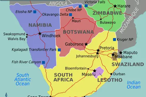 Map: Mapafricasouthern Africaregions