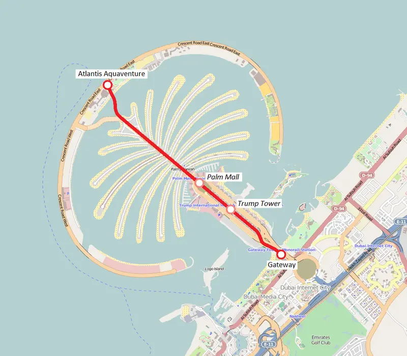 Map: Mappa Monorotaia Palm Jumeirah