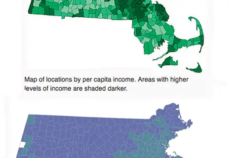 Map: MASS Democratic primary results versus per capita income