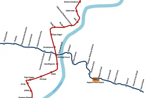 Map: Mega Ahmedabad Metro Phase I Network Map