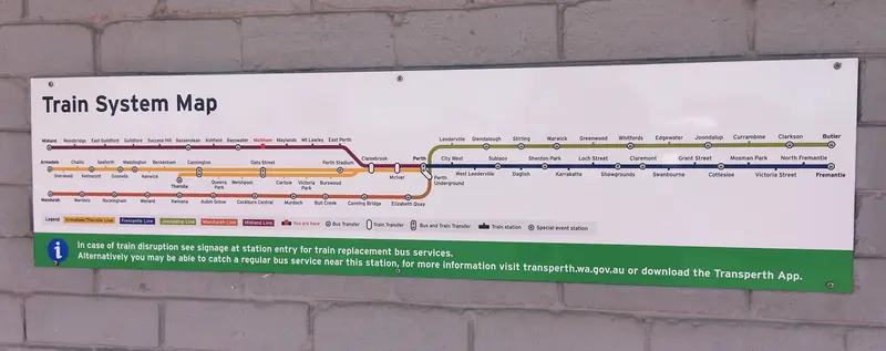 Map: Meltham Station Transperth Train System Map