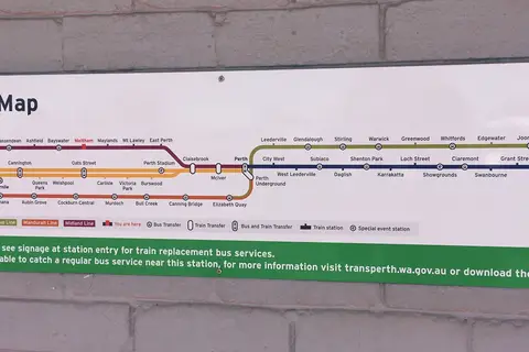Map: Meltham Station Transperth Train System Map