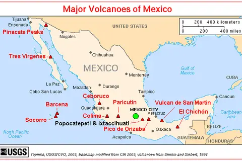 Map: Mexico Volcanoes Map