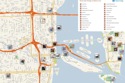 Map: Miami Printable Tourist Attractions Map