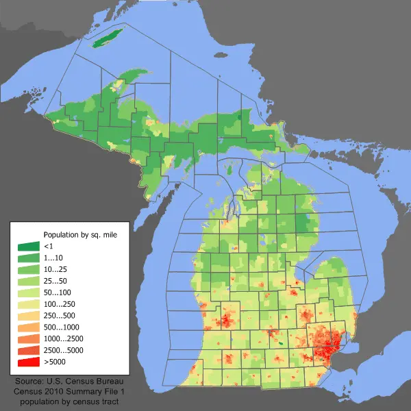 Map: Michigan Population Map