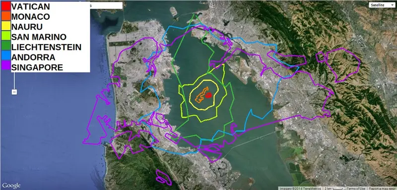 Map: Microstates vs. San Francisco Bay
