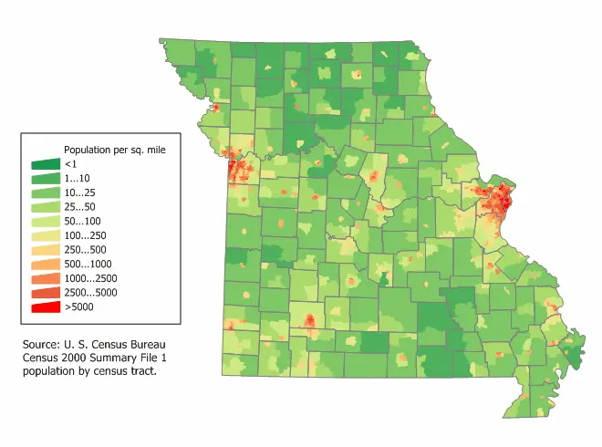 Map: Missouri Population Map 2000