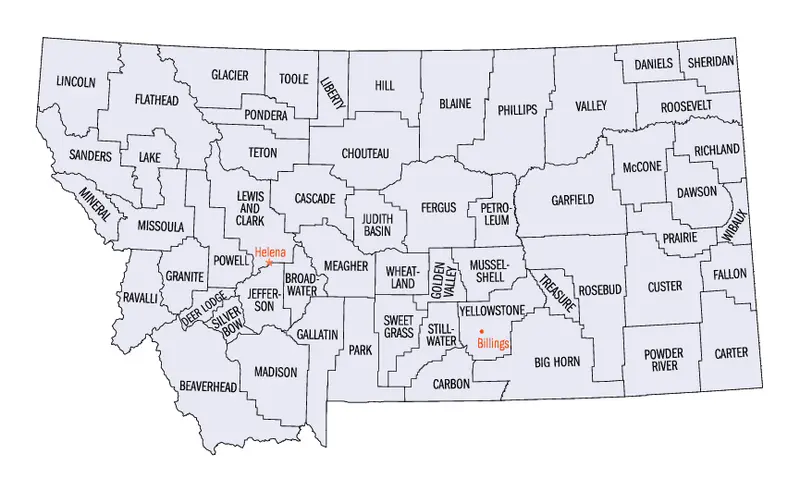 Map: Montana Counties Map