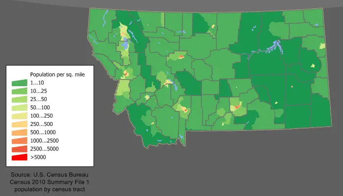 Map: Montana Population Map