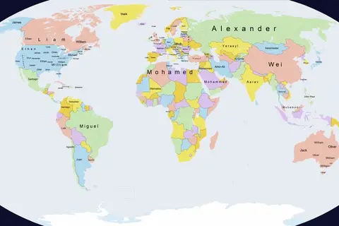 Map: Most popular names, currently