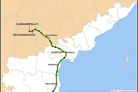 Map: Narayanadri Express Lingampally Tirupathi Route Map