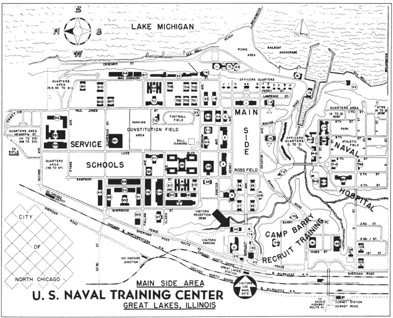 Map: Naval Station Great Lakes Map 1959