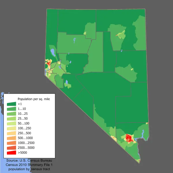 Map: Nevada Population Map