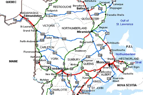 Map: New Brunswick Road Map
