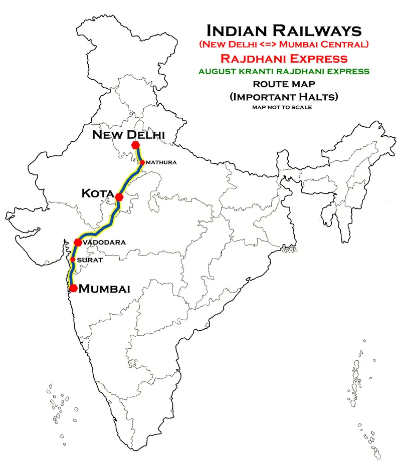 Map: New Delhi Mumbai Rajdhani Express Route Map
