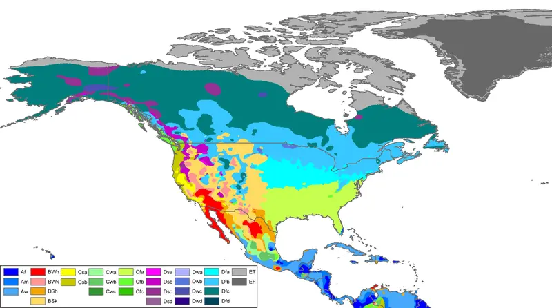 Map: North America Kppen Map