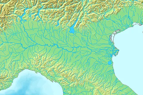 Map: Northern Italy River Blank Map