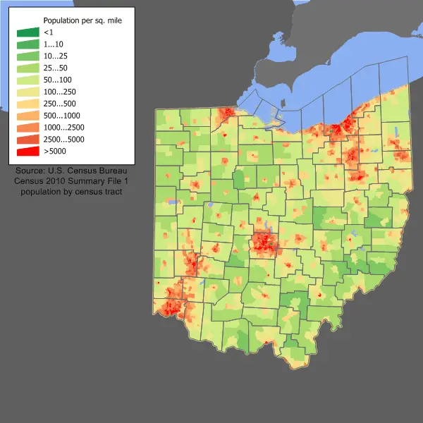 Map: Ohio Population Map