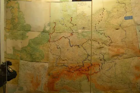 Map: One of Winston Churchill’s maps in the Cabinet War Rooms, where the British Prime Minister and his team used to track the progress of the war