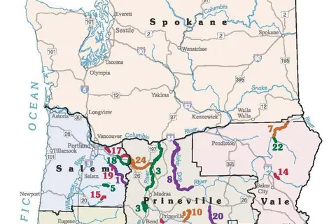 Map: Oregon and Washington Wild and Scenic Rivers Map 13412536353