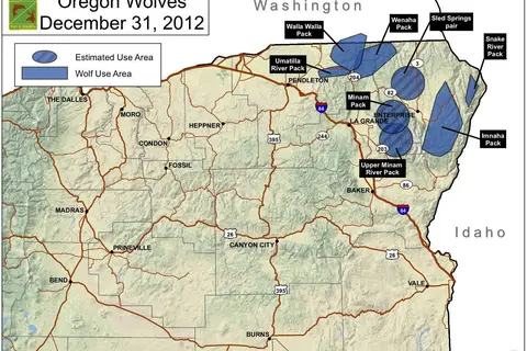 Map: Oregon Wolf Population Map