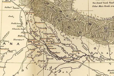 Map: Oudh in Northern India, 1857: Map