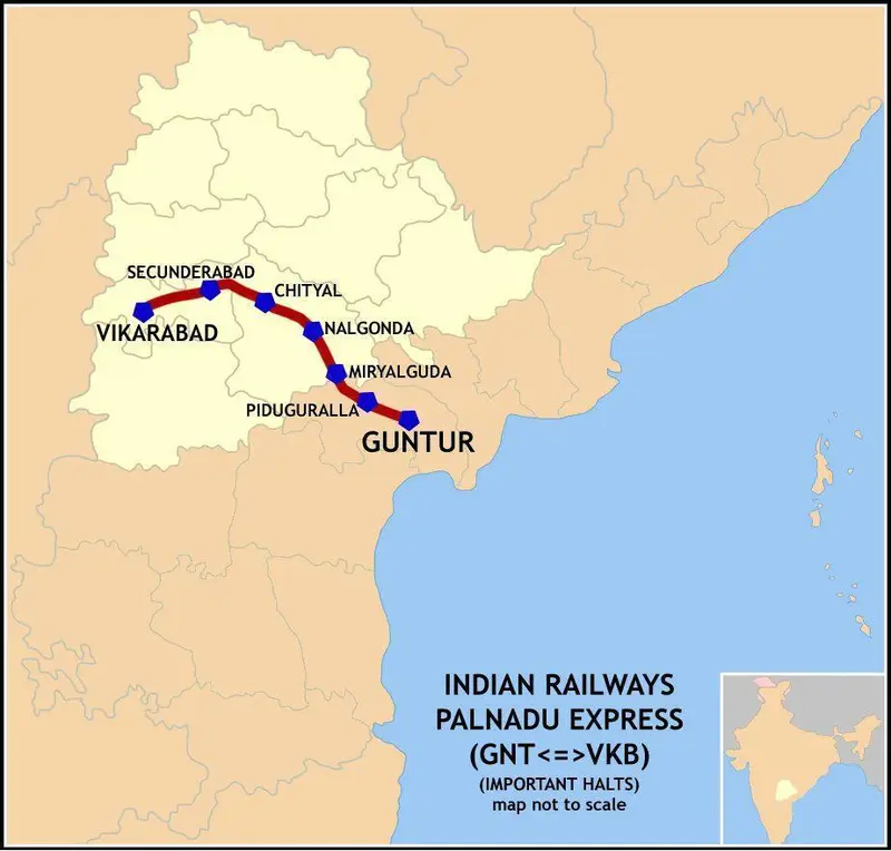 Map: Palnadu Express Gntvkb Route Map