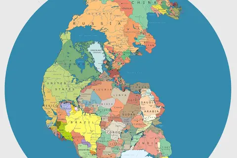 Map: Pangaea with Modern International Borders