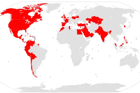 Map: Papa Johns Pizza World Map