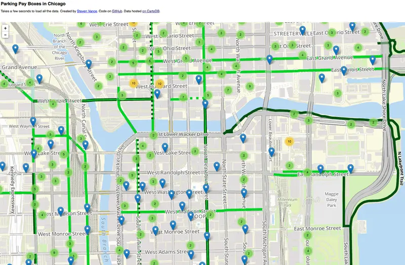 Map: Parking Pay Boxes in Chicago Map Screenshot 12425234683