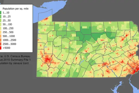 Map: Pennsylvania Population Map