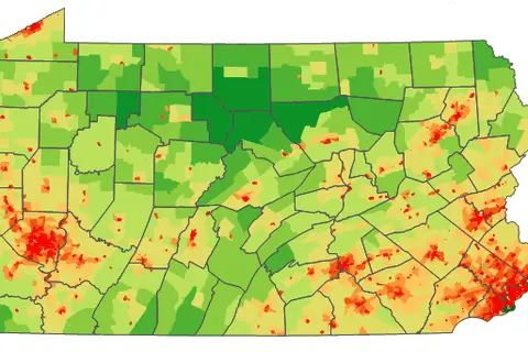 Map: Pennsylvania Population Map Cropped
