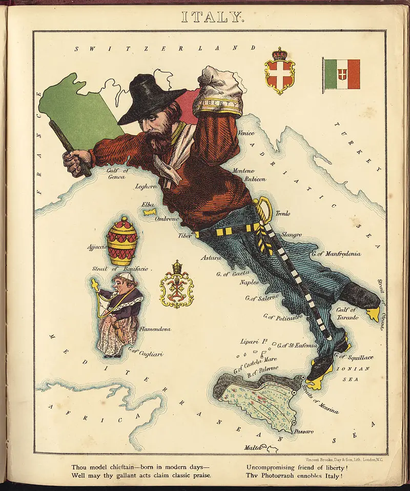 Map: Pictorial map of Italy 1868