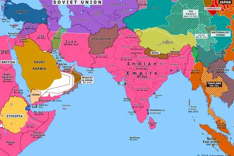 Map: Political map of south Asia on february 20 1945