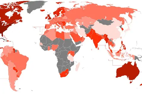 Map: Popularity of Reddit in the world
