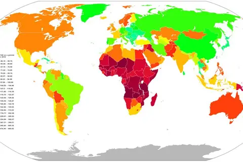 Map: Population in 2100 as a Percent of Population in 2010