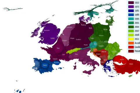 Map: Positive image towards European Union in EU countries (2014 survery)