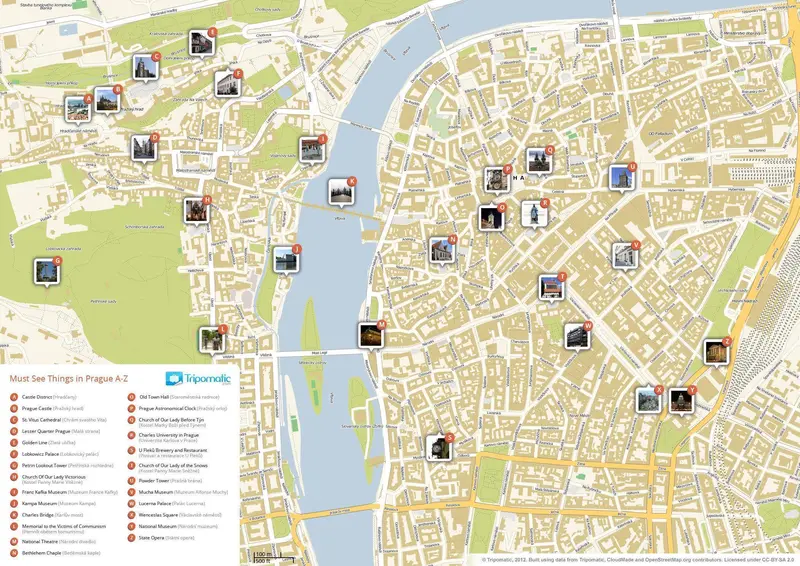 Map: Prague Printable Tourist Attractions Map