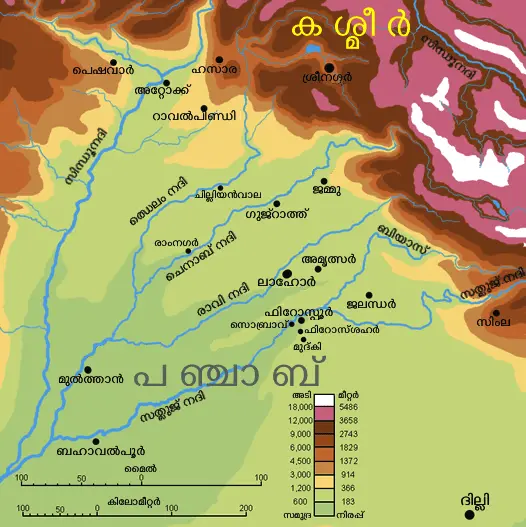 Map: Punjab Map Topographic Ml