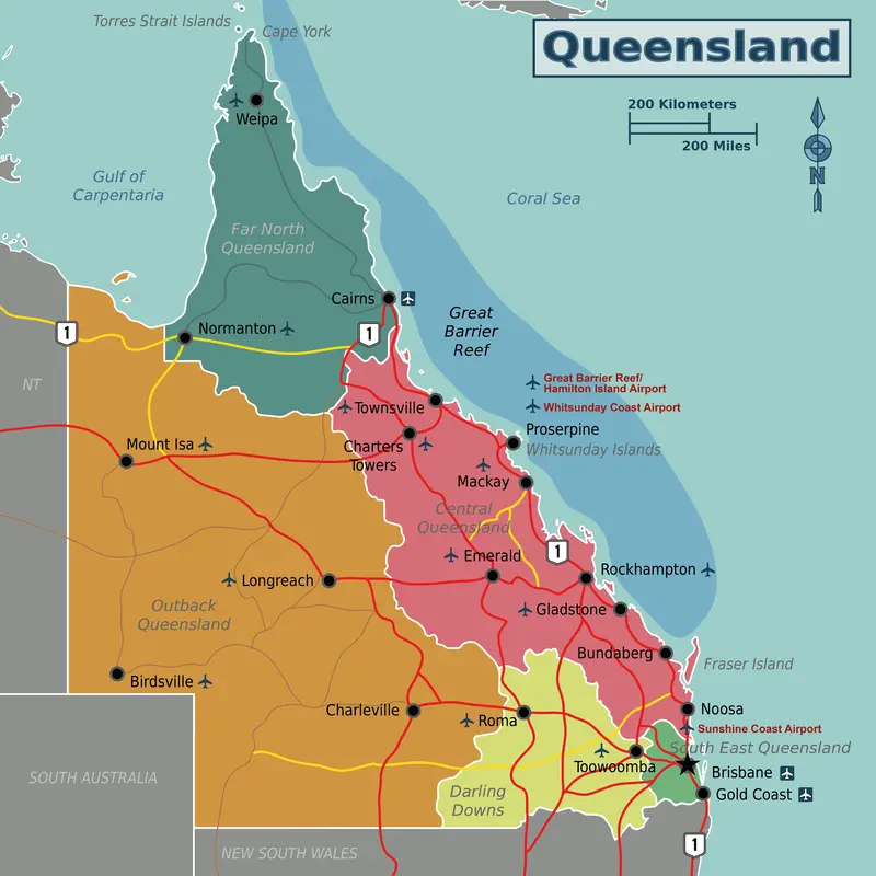 Map: Queensland Wikivoyage Map
