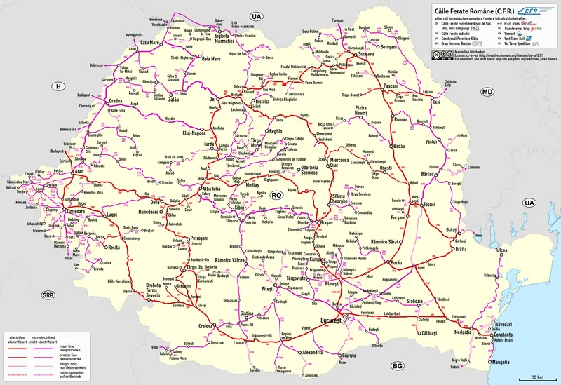 Map: Railway Map of Romania