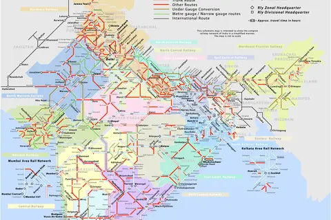 Map: Railway Network Map of India Schematic