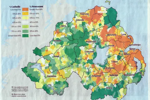 Map: Religious division of Northern Ireland