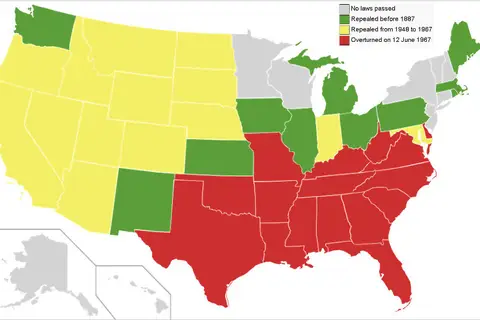 Map: Repeal of Anti-Miscegenation Laws by US State [876 x 543]