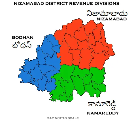 Map: Revenue Divisions Map of Nizamabad District