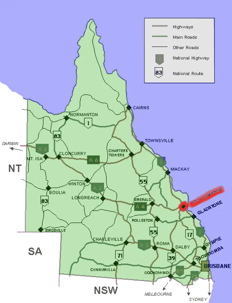 Map: Rockhampton Location Map in Queensland